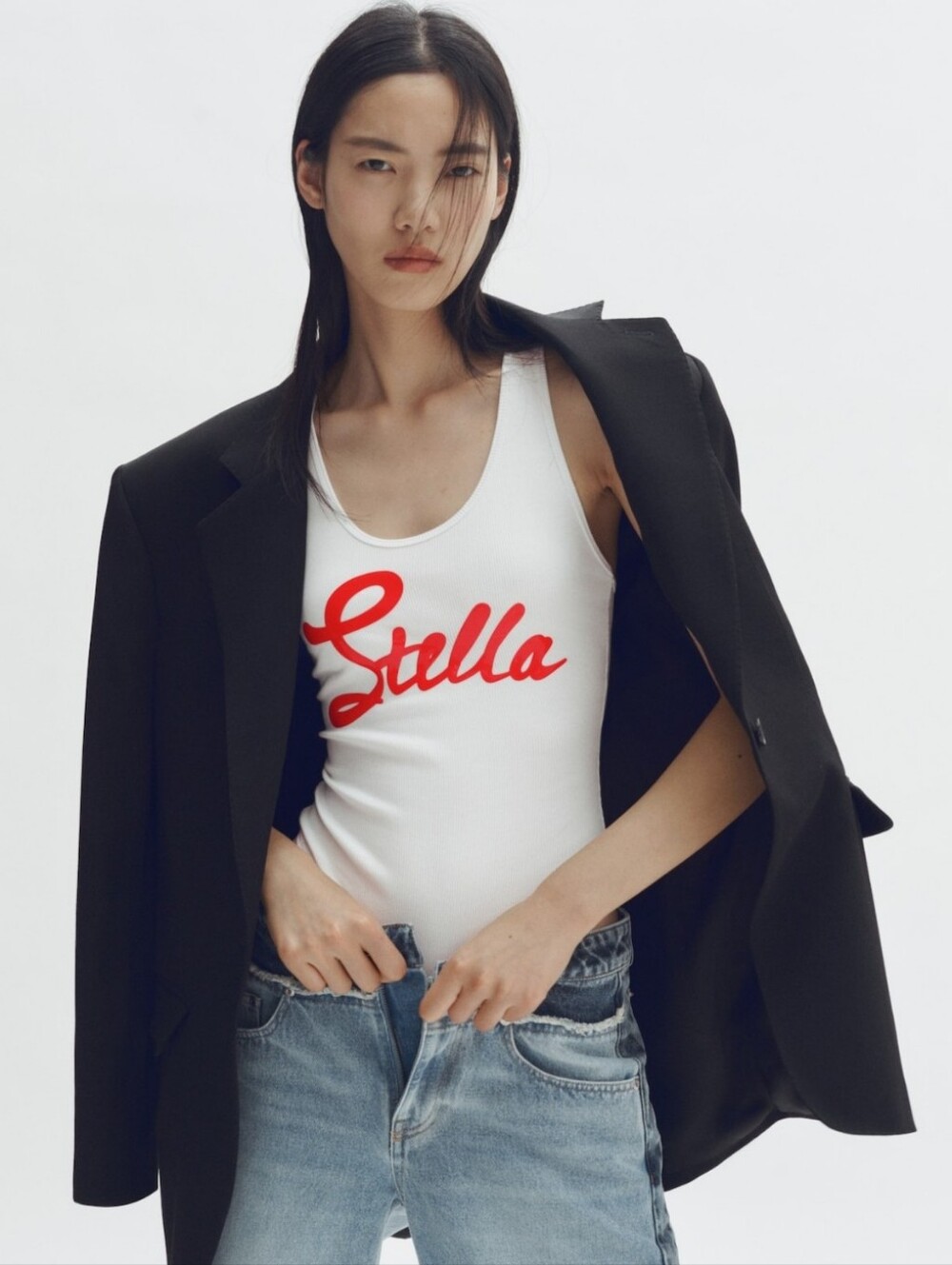 Stella McCartney White Tank Top with Red Script Logo